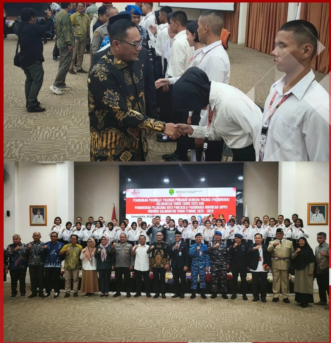WAKIL GUBERNUR BUKA PUSDIKLAT PASKIBRAKA 2025 DAN PENGUKUHAN PELAKSANA DPPI KALTIM PERIODE 2025-2029